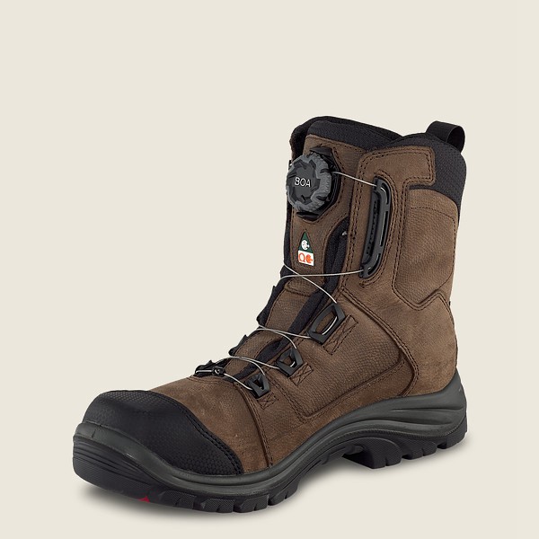 Mens Red Wing Trades - 8-inch Boa® Waterproof Csa Toe - Safety Boots Brown/Black - BUI954723